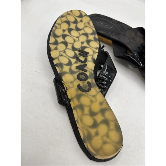 Coach black flat sandals with flower - womens 7.5 - Picture 5 of 7